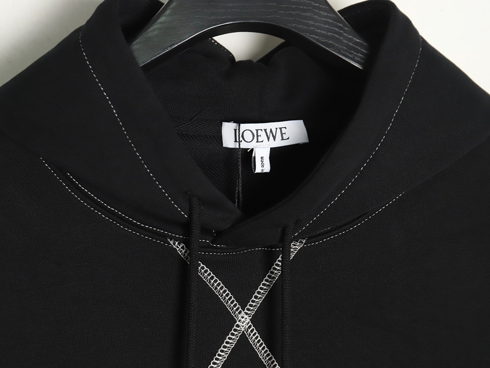 Loewe embroidered topstitched hooded sweatshirt