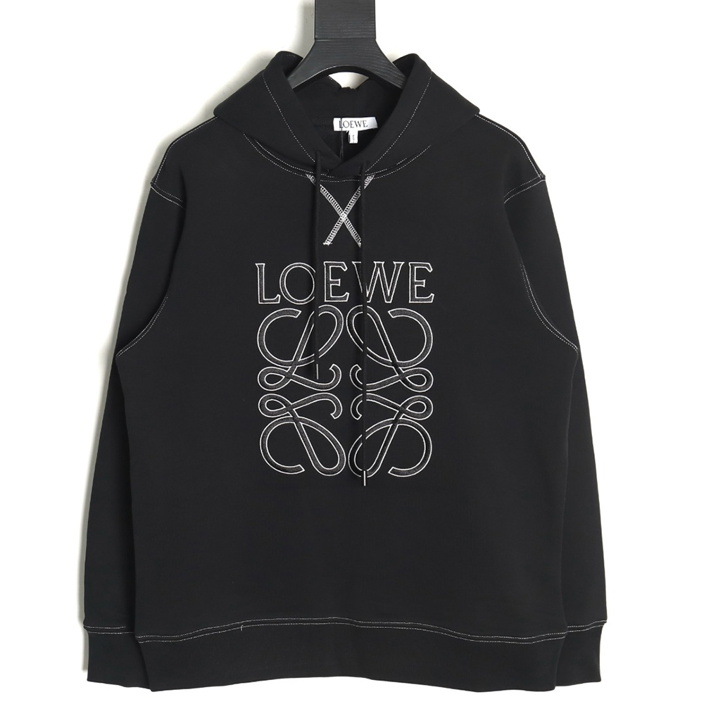 Loewe embroidered topstitched hooded sweatshirt