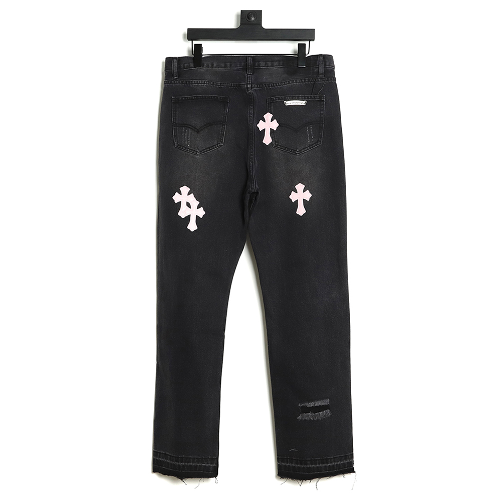 Chrome Hearts Classic Leather Label Cross Denim Trousers TSK2