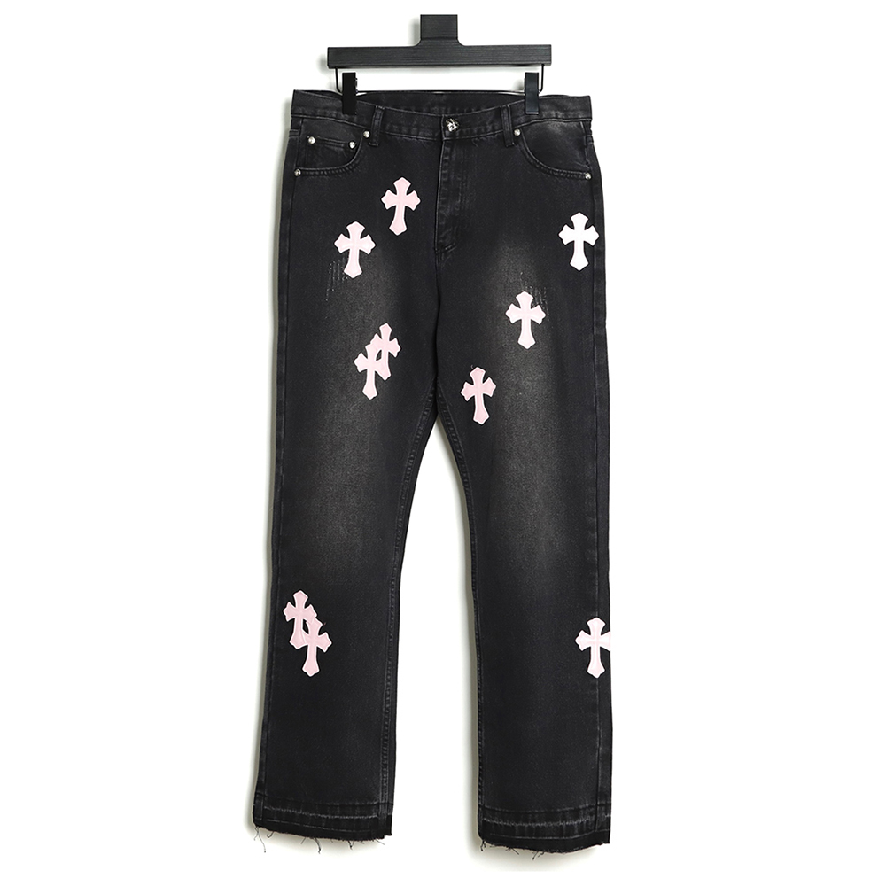 Chrome Hearts Classic Leather Label Cross Denim Trousers TSK2