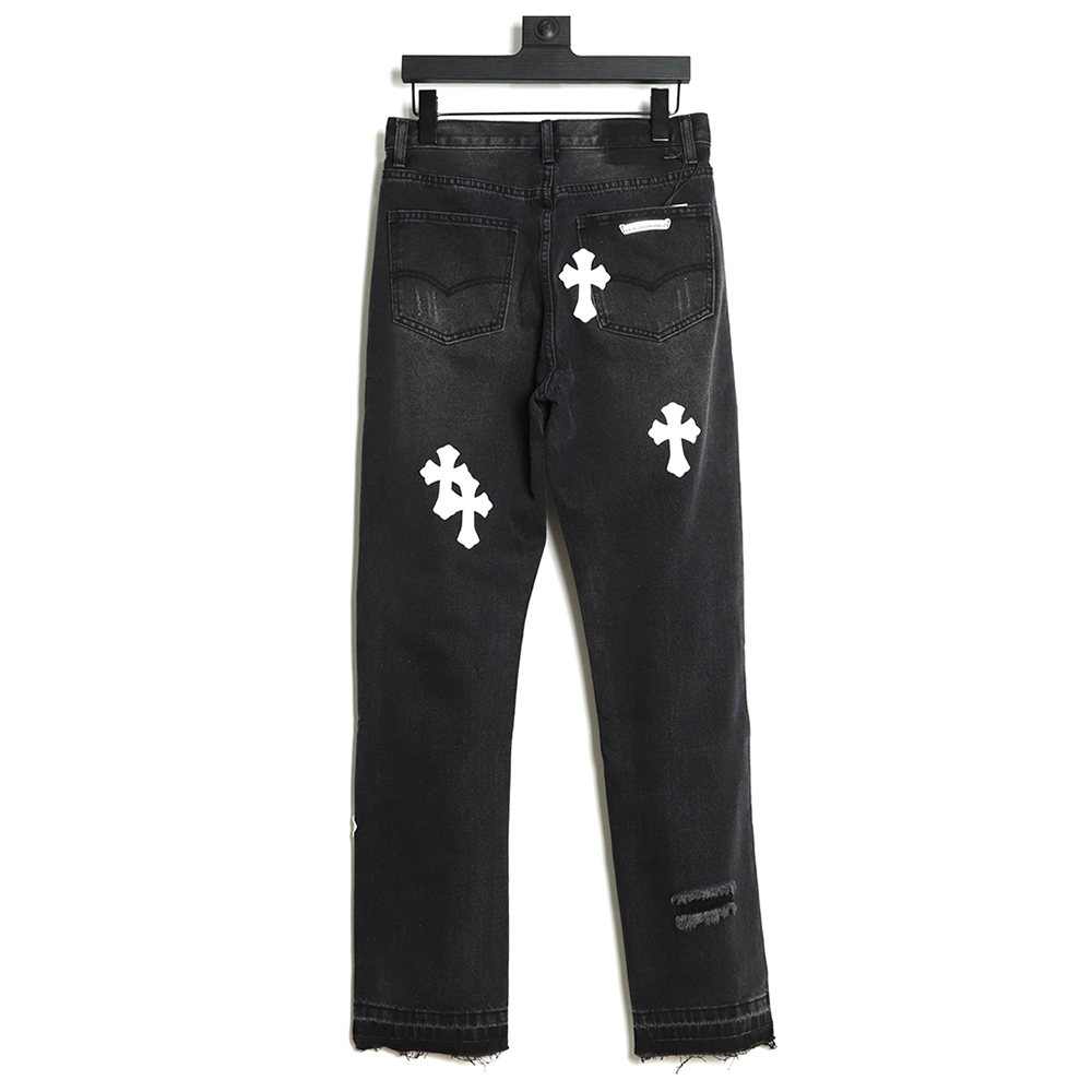 Chrome Hearts Classic Leather Label Cross Denim Trousers TSK3