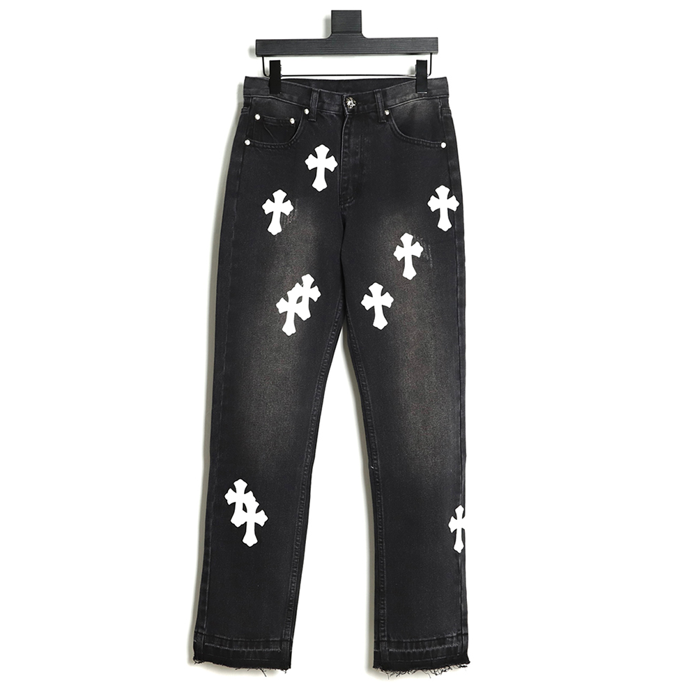 Chrome Hearts Classic Leather Label Cross Denim Trousers TSK3
