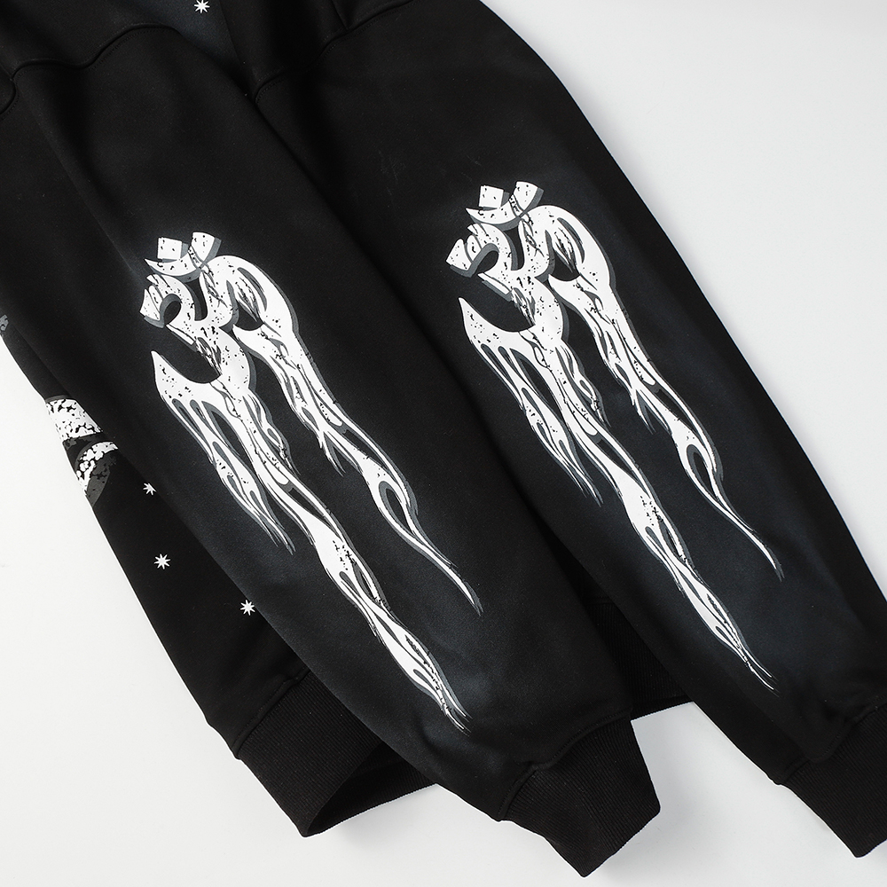 Hell Star Lettering Pattern Hoodie