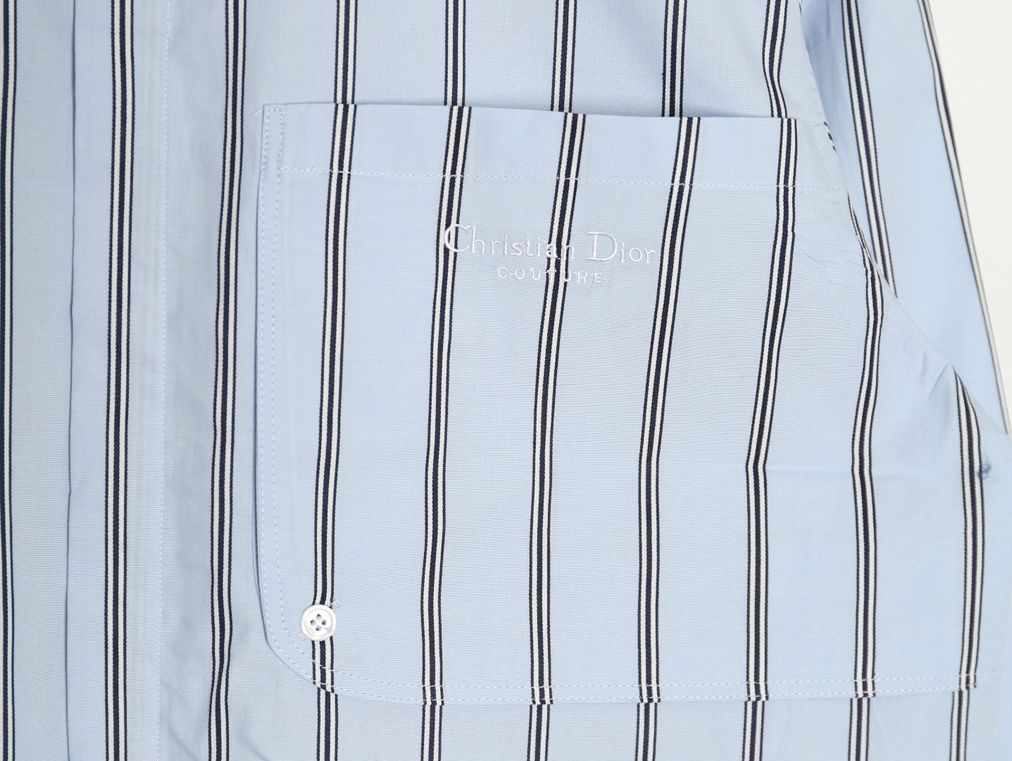 Dior vertical stripes pocket small logo long sleeve shirt