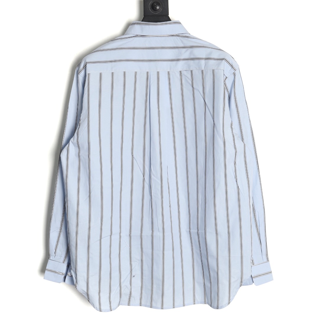 Dior vertical stripes pocket small logo long sleeve shirt