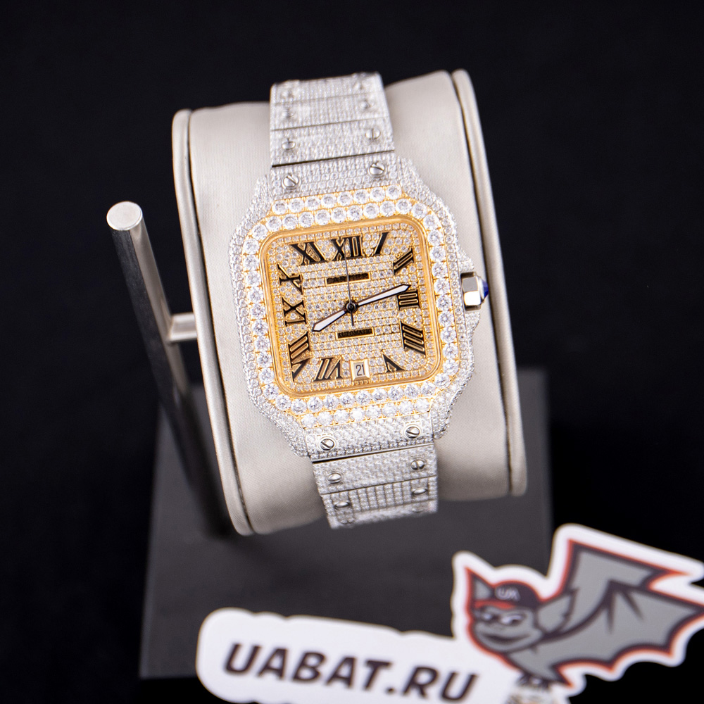 Cartier Santos 100 XL 2656 Gold and Steel Full Custom Diamond Men