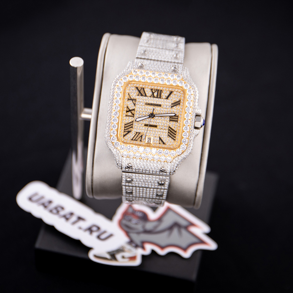 Cartier Santos 100 XL 2656 Gold and Steel Full Custom Diamond Men