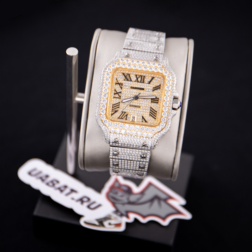 Cartier Santos 100 XL 2656 Gold and Steel Full Custom Diamond Men