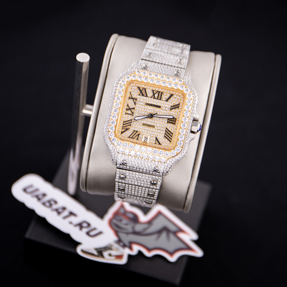 Cartier Santos 100 XL 2656 Gold and Steel Full Custom Diamond Men
