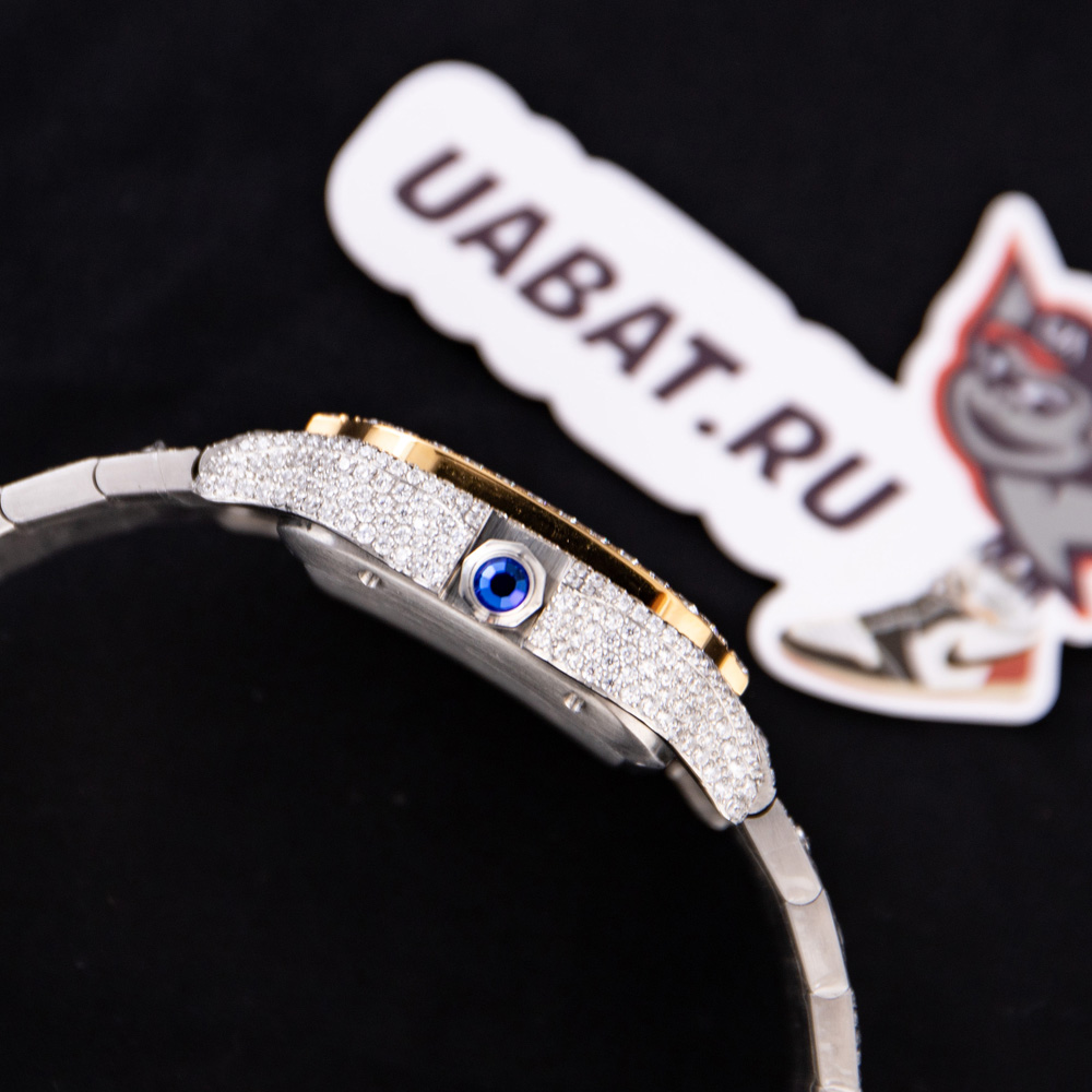 Cartier Santos 100 XL 2656 Gold and Steel Full Custom Diamond Men