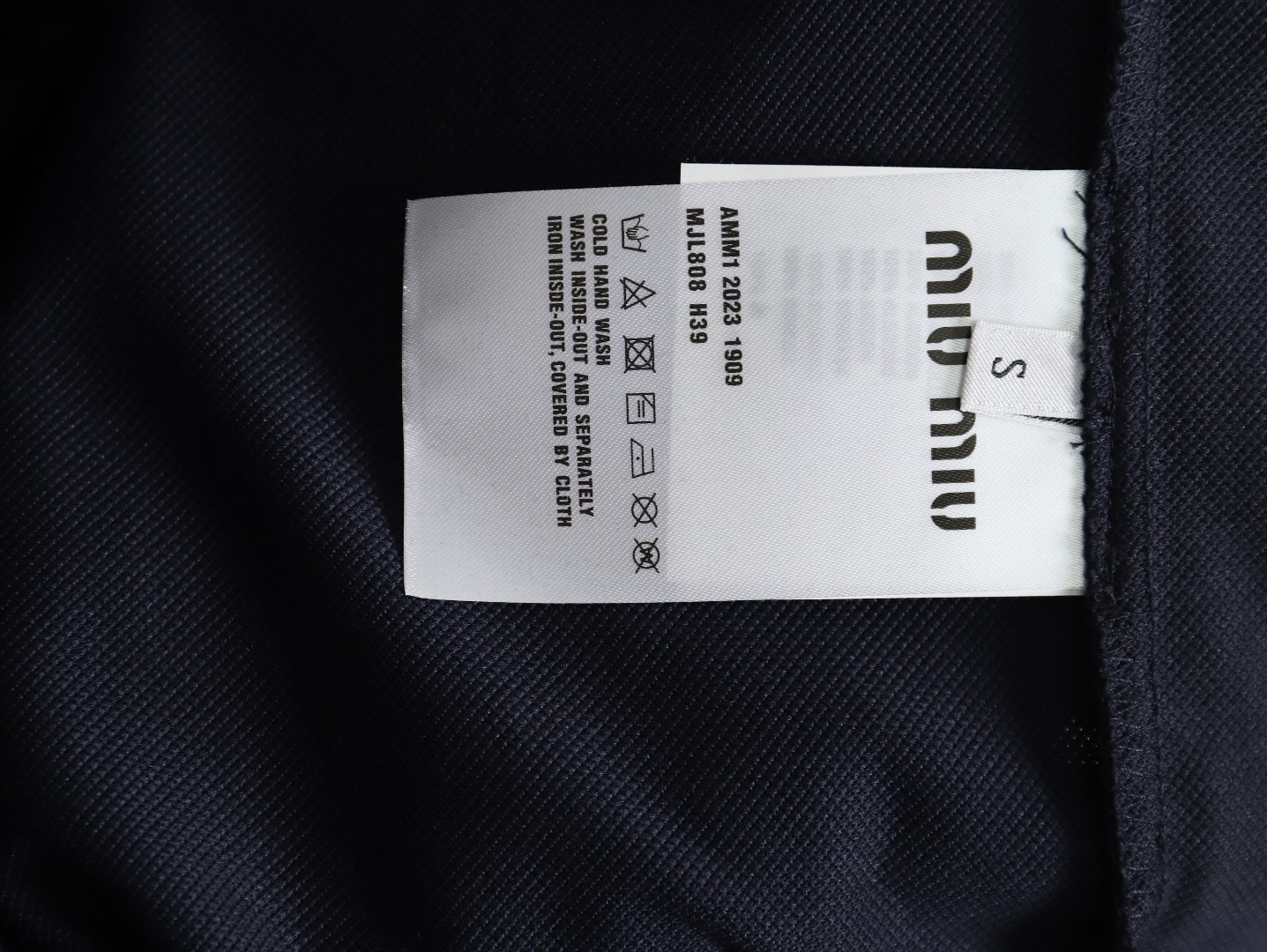 Miu Miu Lettering Embroidered Lapel Long Sleeve T-Shirt