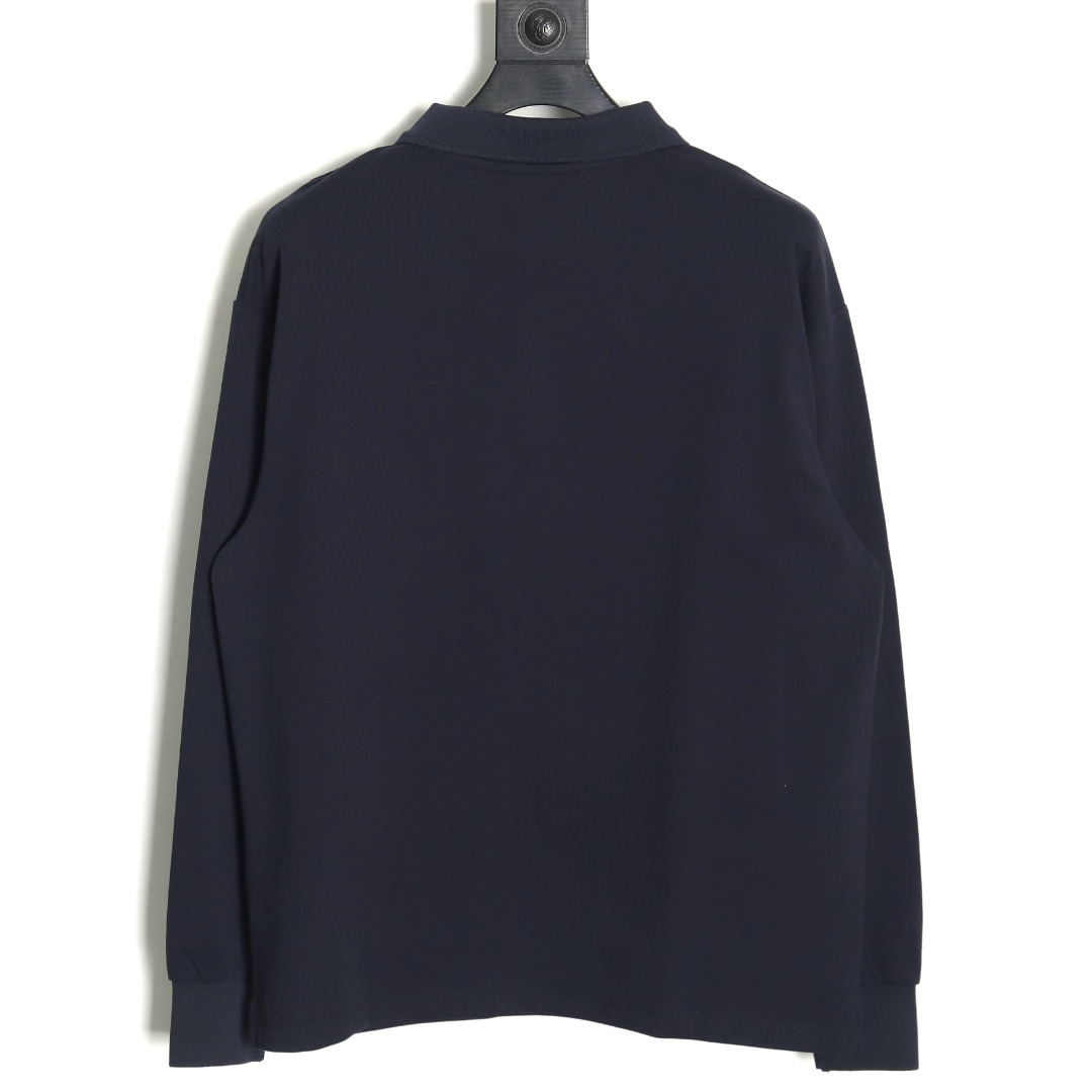 Miu Miu Lettering Embroidered Lapel Long Sleeve T-Shirt