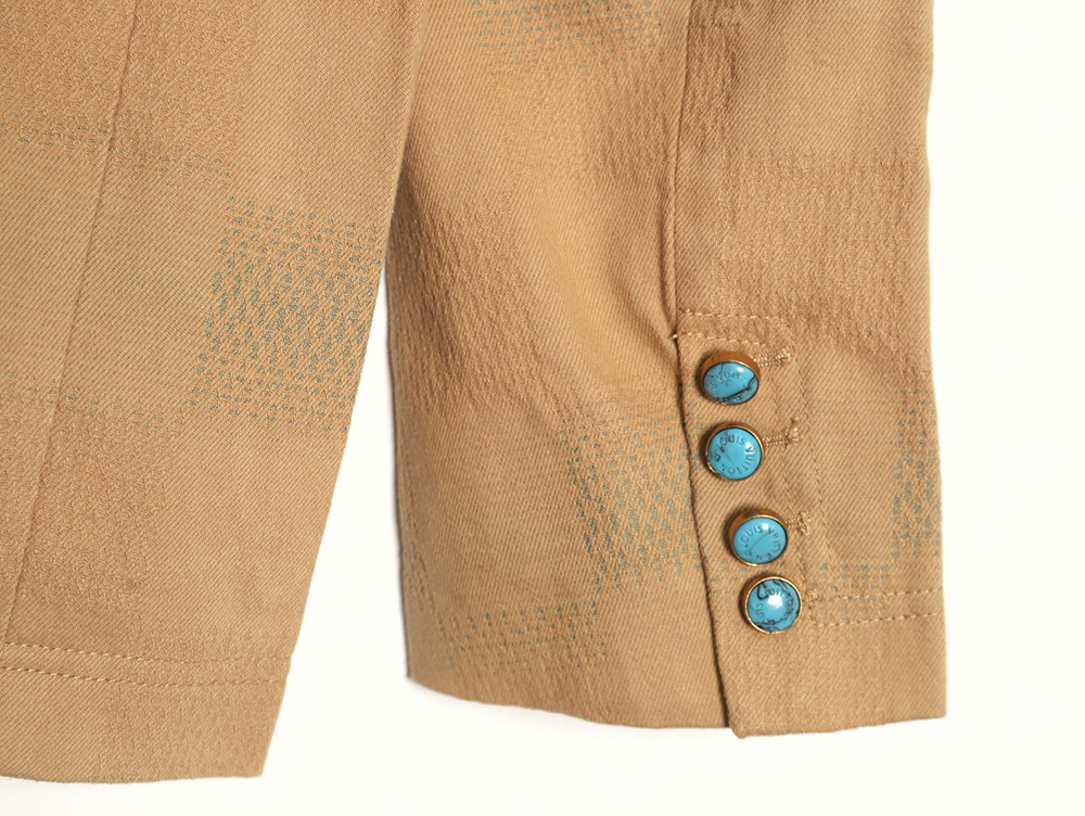 Louis Vuitton Pharrell joint embroidered turquoise checkerboard denim jacket