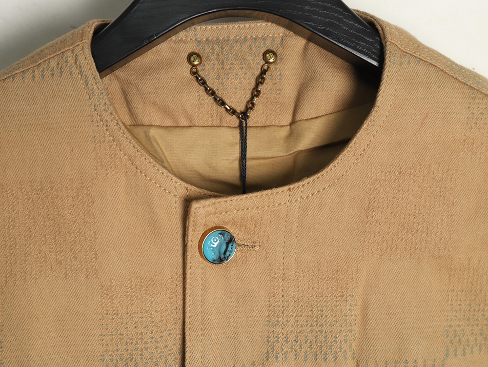 Louis Vuitton Pharrell joint embroidered turquoise checkerboard denim jacket