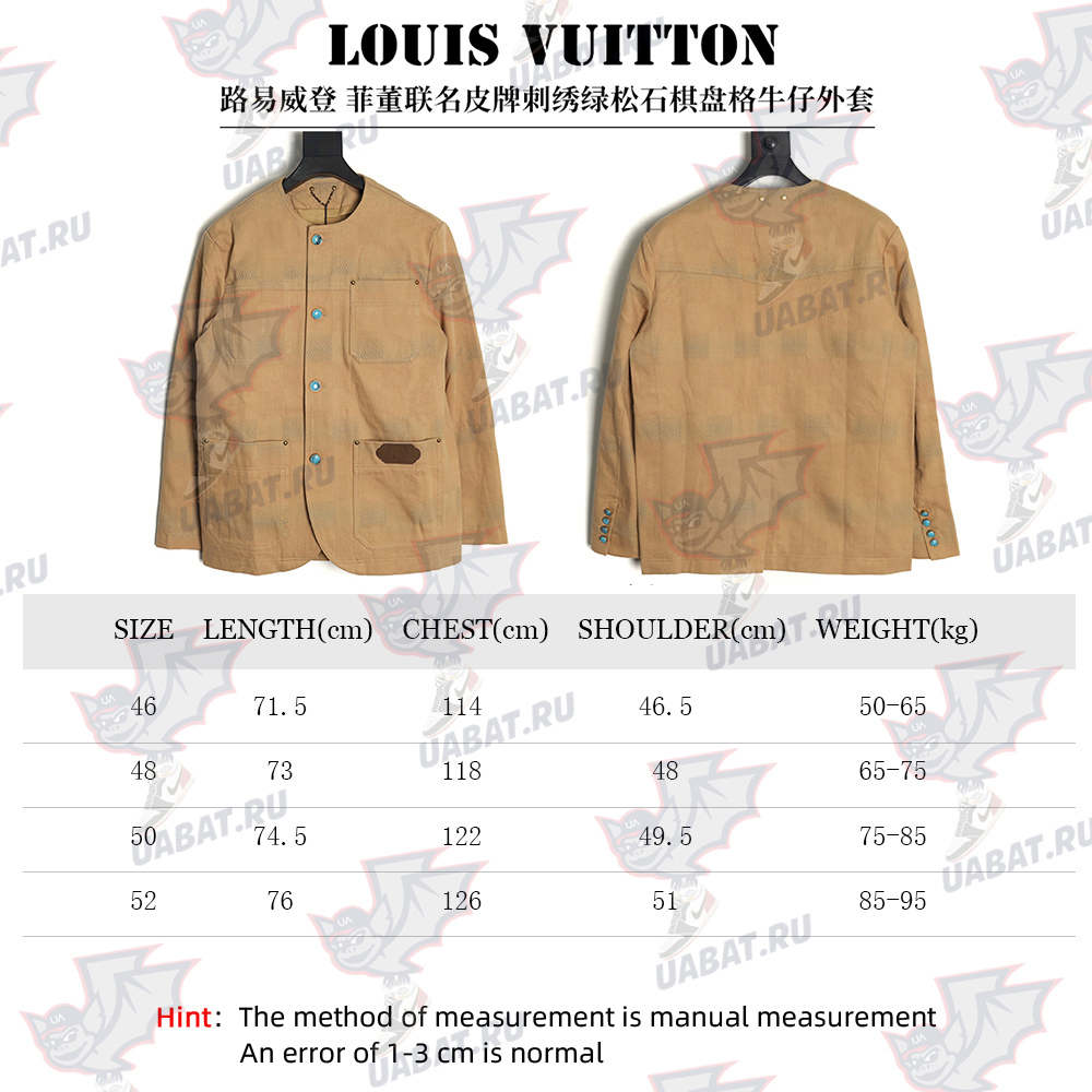 Louis Vuitton Pharrell joint embroidered turquoise checkerboard denim jacket