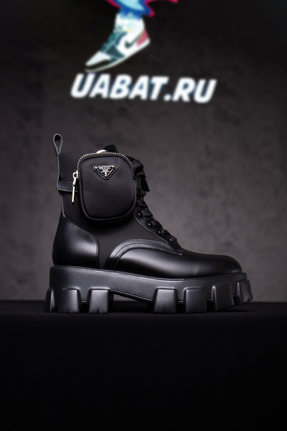 Prada Monolith Pouch Ankle Boots