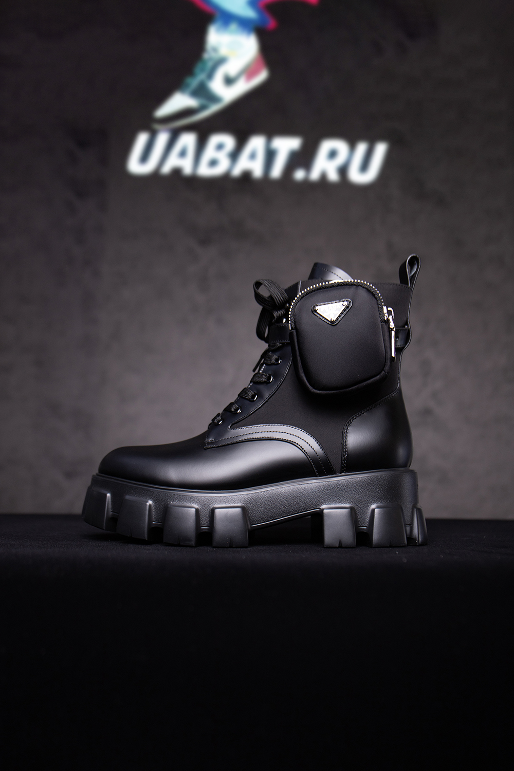 Prada Monolith Pouch Ankle Boots