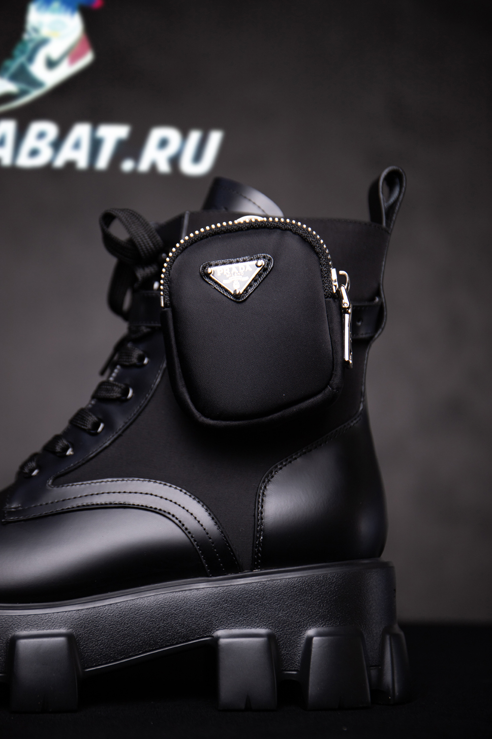 Prada Monolith Pouch Ankle Boots