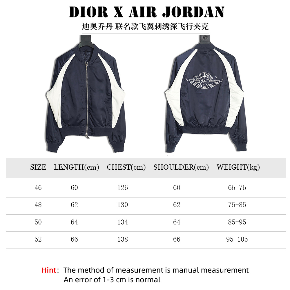 Dior & Air Jordan joint model flying wings embroidered flight jacket