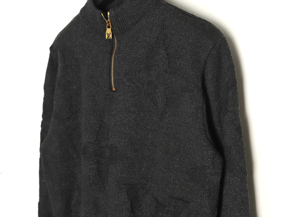Louis Vuitton dark pattern jacquard half-zip sweater