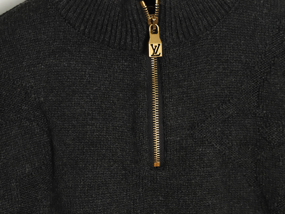 Louis Vuitton dark pattern jacquard half-zip sweater