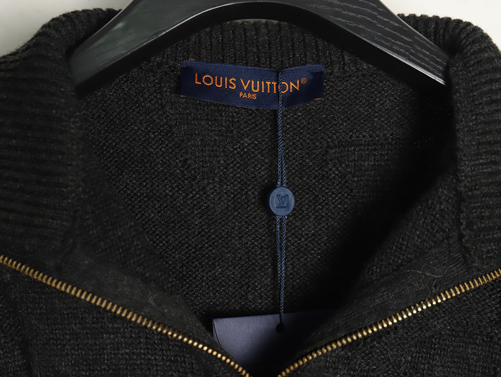 Louis Vuitton dark pattern jacquard half-zip sweater