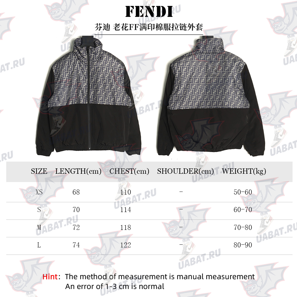Fendi monogram FF full print cotton zipper jacket