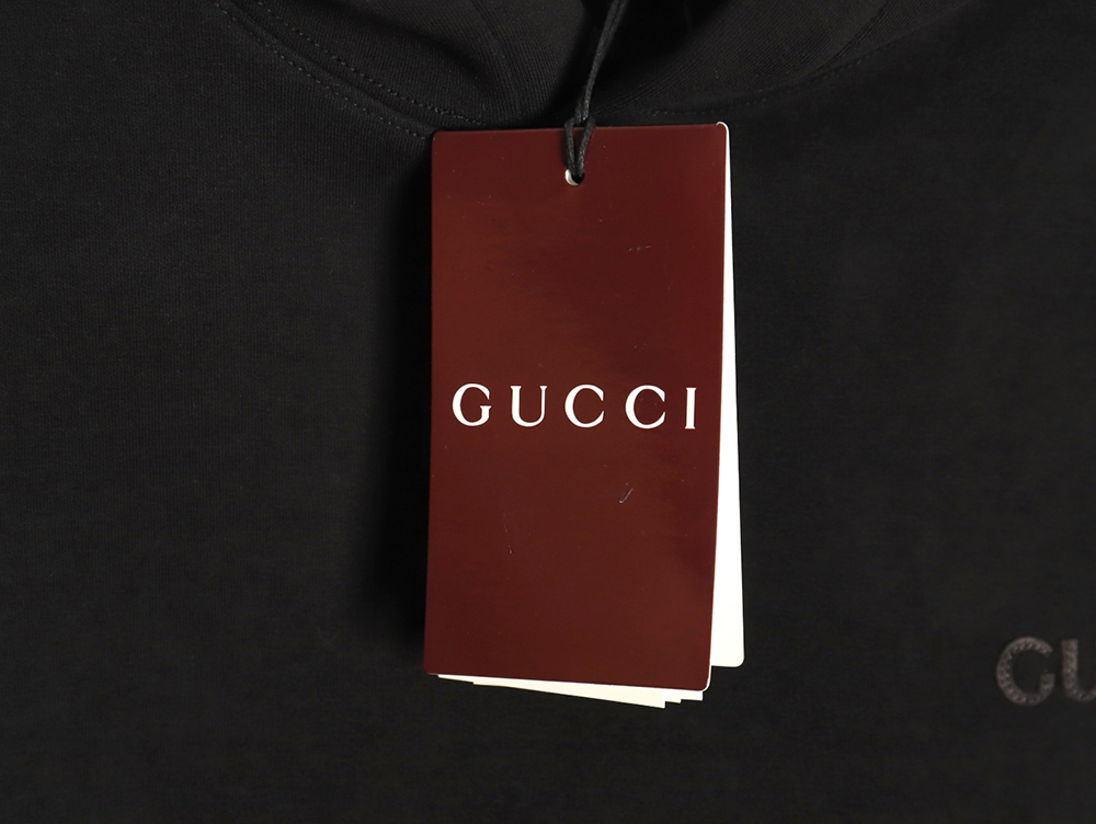 Gucci small logo space cotton composite knitted hooded sweatshirt
