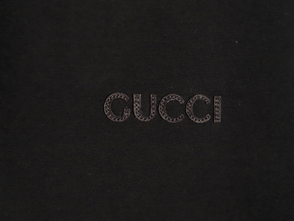 Gucci small logo space cotton composite knitted hooded sweatshirt