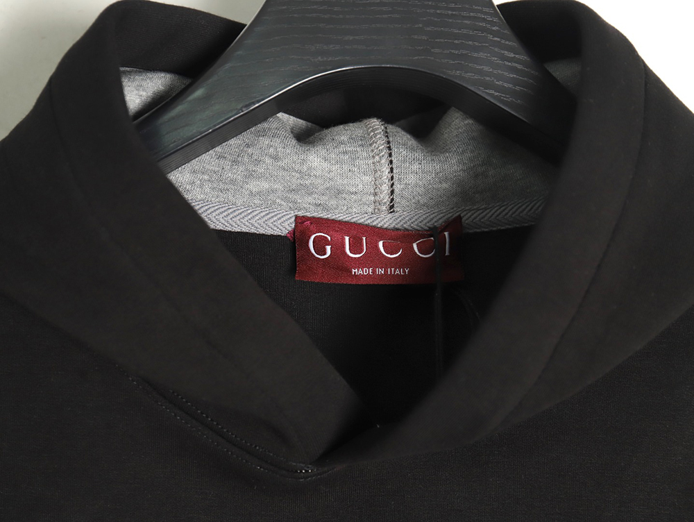 Gucci small logo space cotton composite knitted hooded sweatshirt