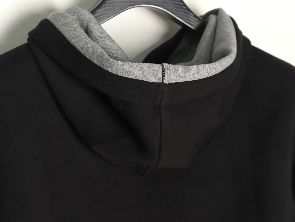 Gucci small logo space cotton composite knitted hooded sweatshirt