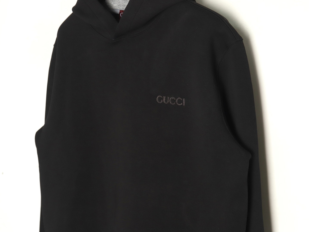 Gucci small logo space cotton composite knitted hooded sweatshirt