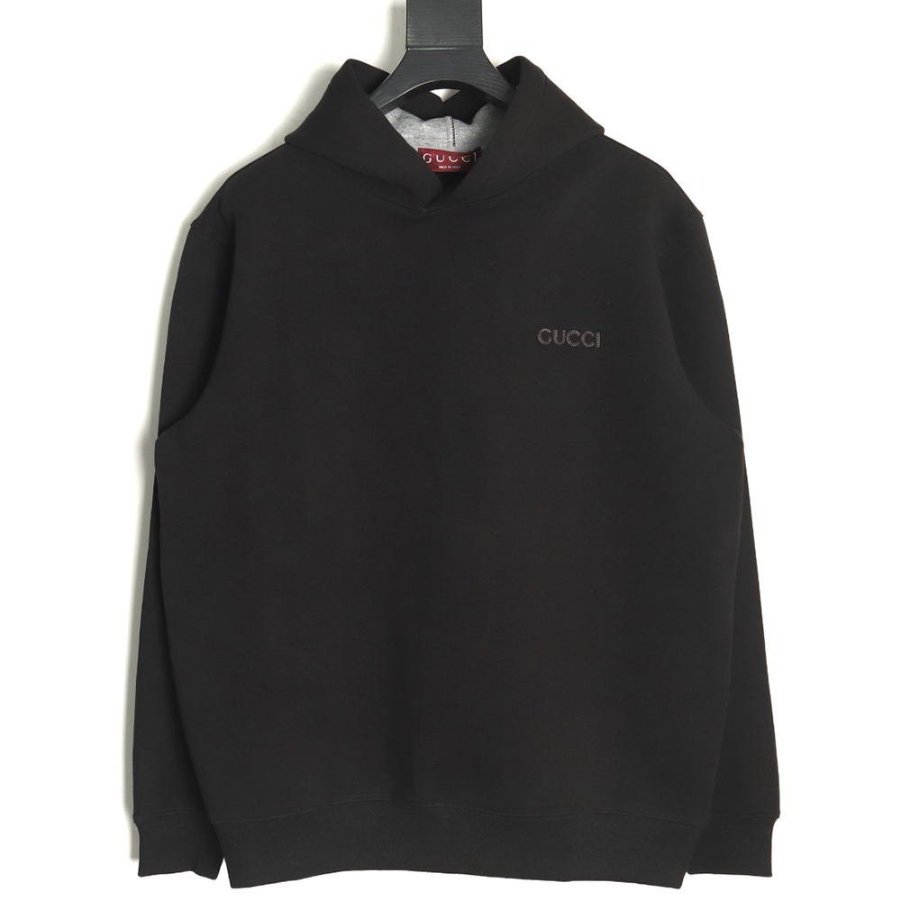 Gucci small logo space cotton composite knitted hooded sweatshirt
