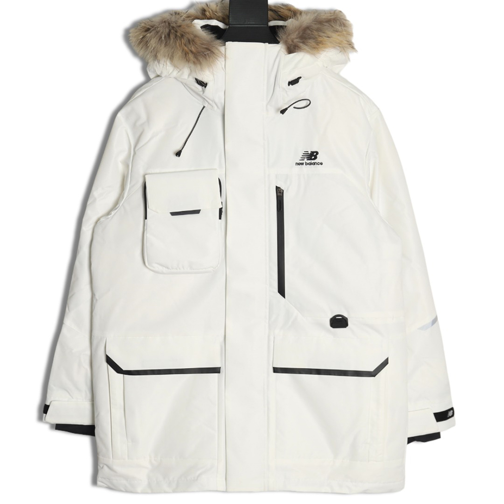 New Balance mid-length four-pocket large fur collar down jacket