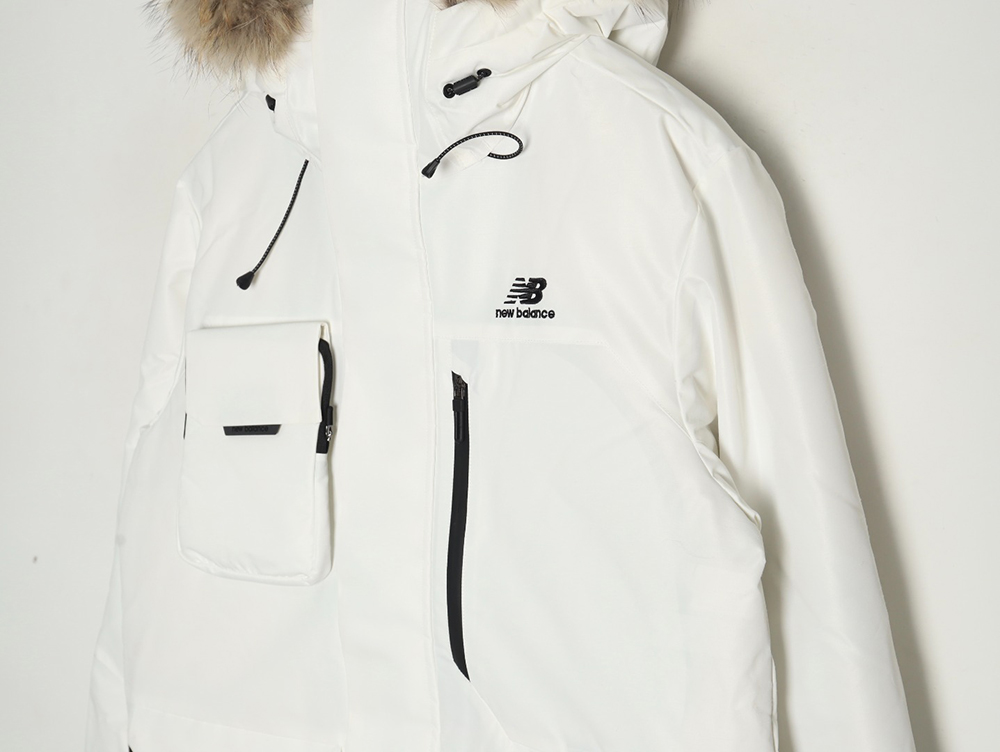 New Balance mid-length four-pocket large fur collar down jacket