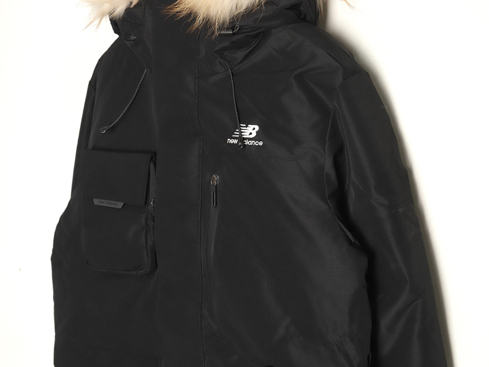 New Balance mid-length four-pocket large fur collar down jacket