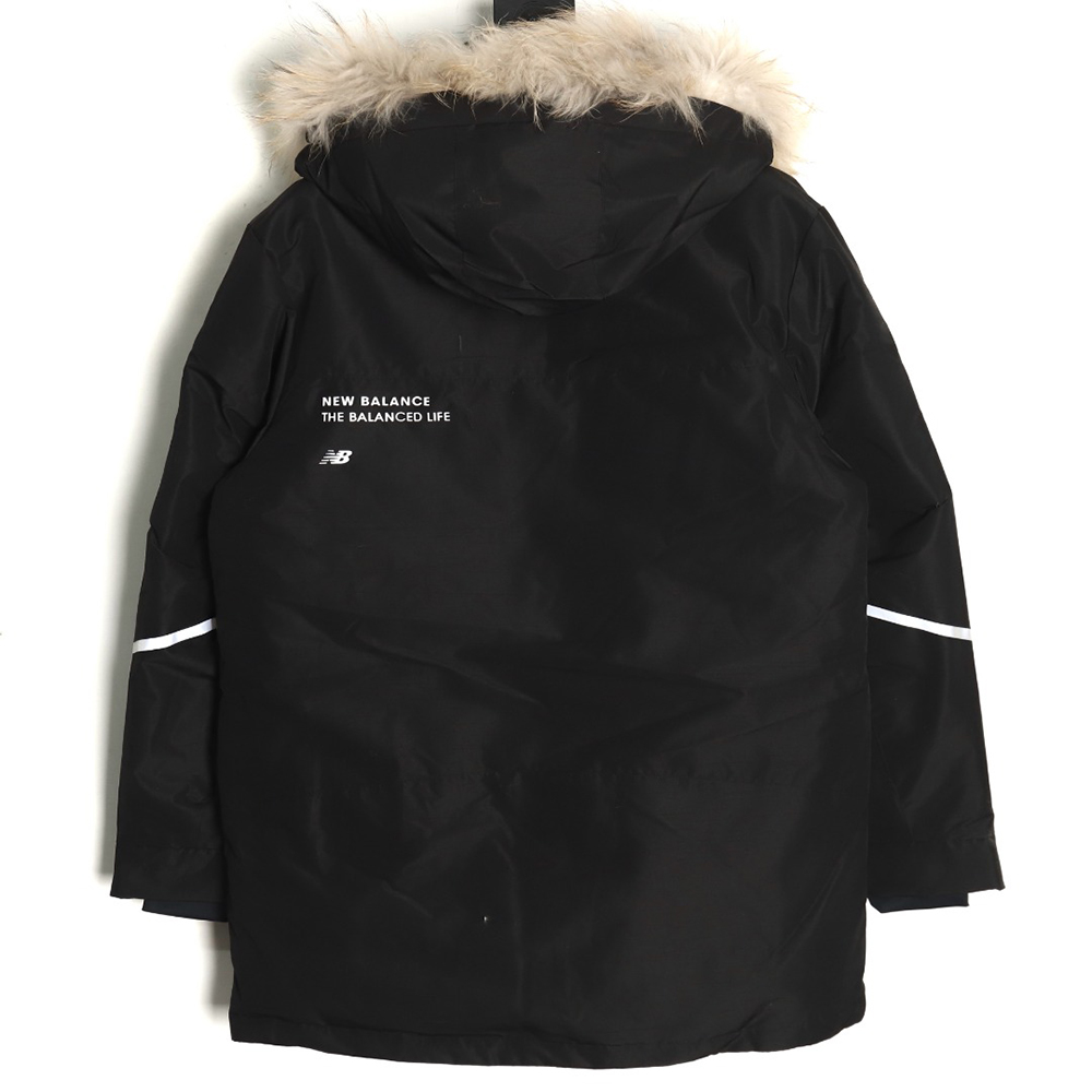 New Balance mid-length four-pocket large fur collar down jacket