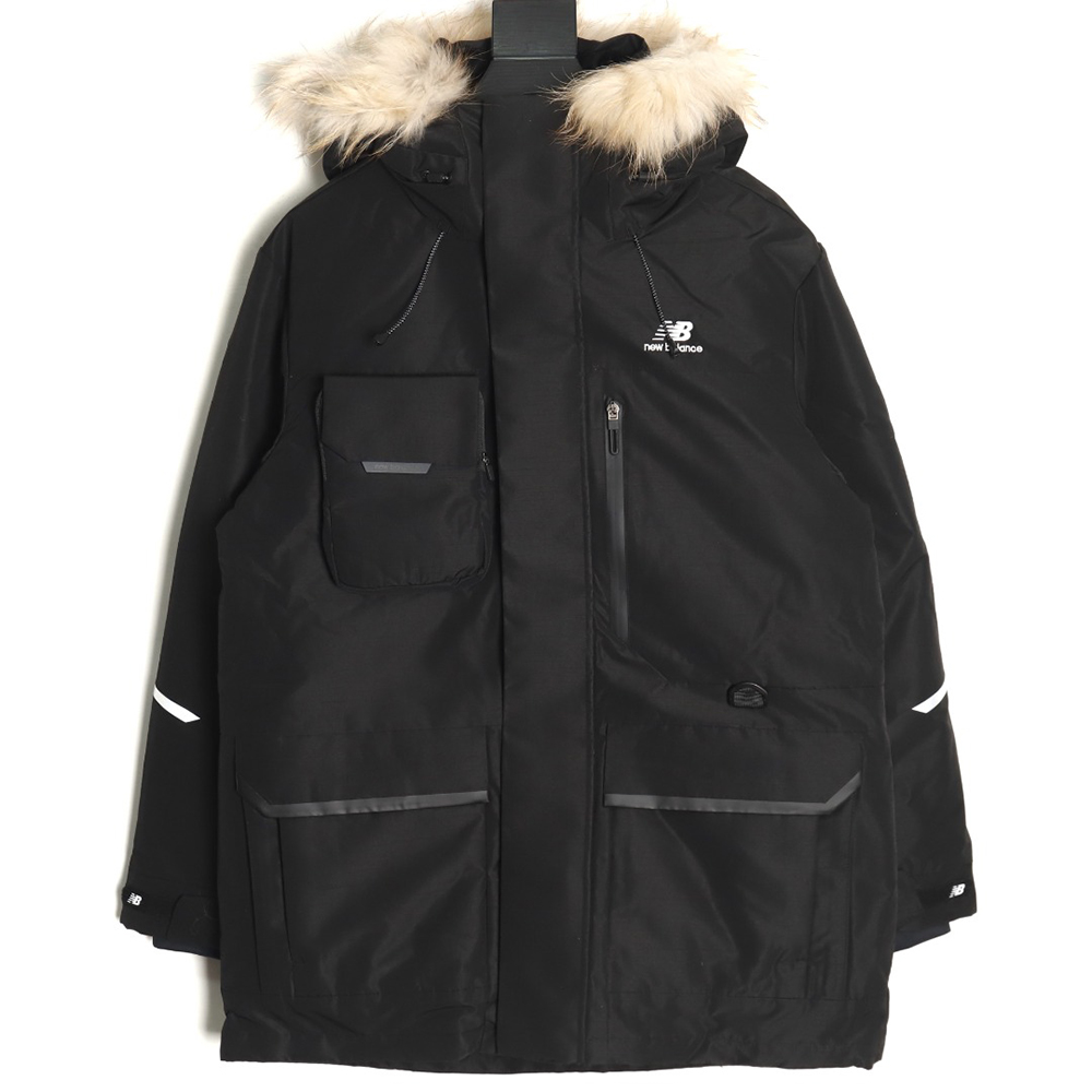 New Balance mid-length four-pocket large fur collar down jacket
