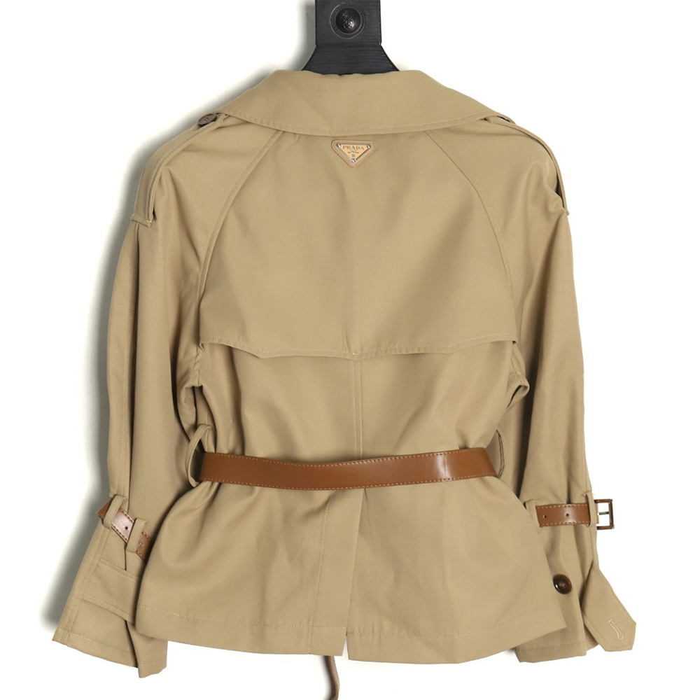 Prada corseted short belted trench coat