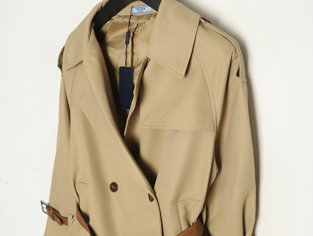 Prada corseted short belted trench coat