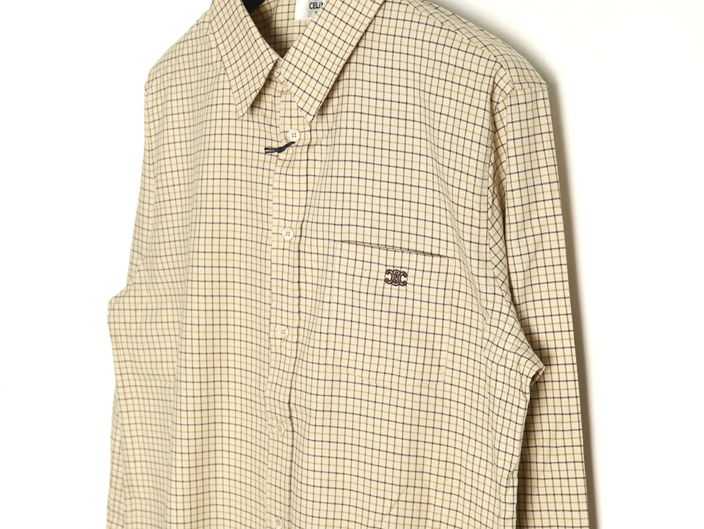 Celine Arc de Triomphe embroidered small check shirt