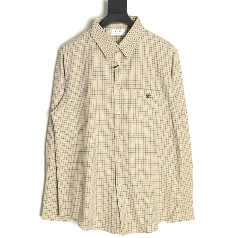Celine Arc de Triomphe embroidered small check shirt