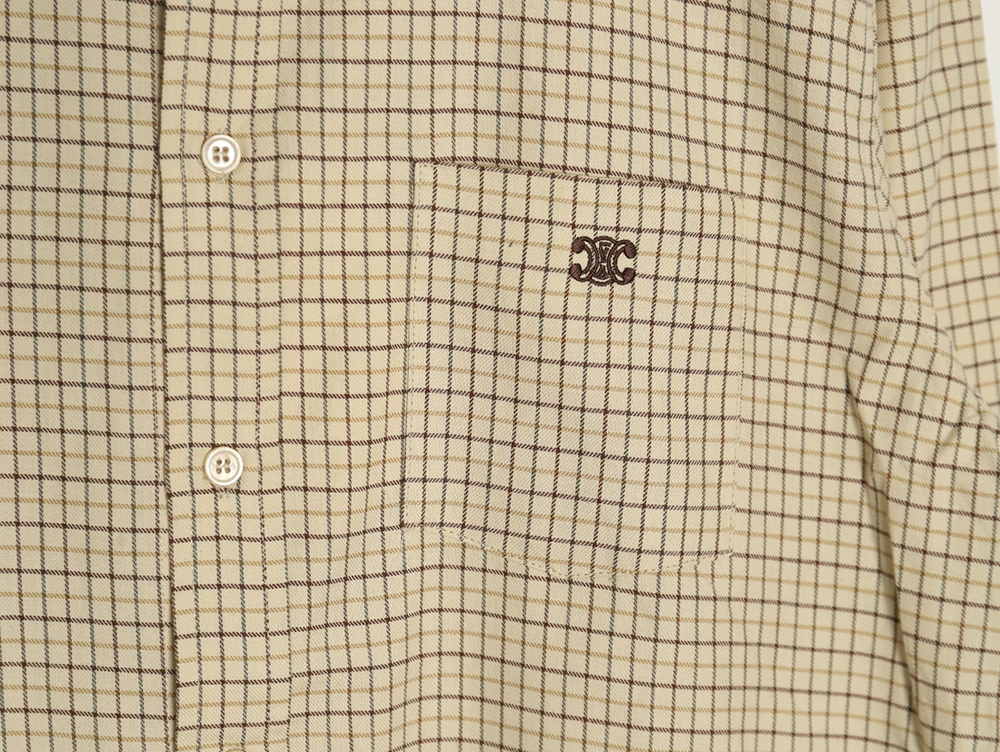 Celine Arc de Triomphe embroidered small check shirt