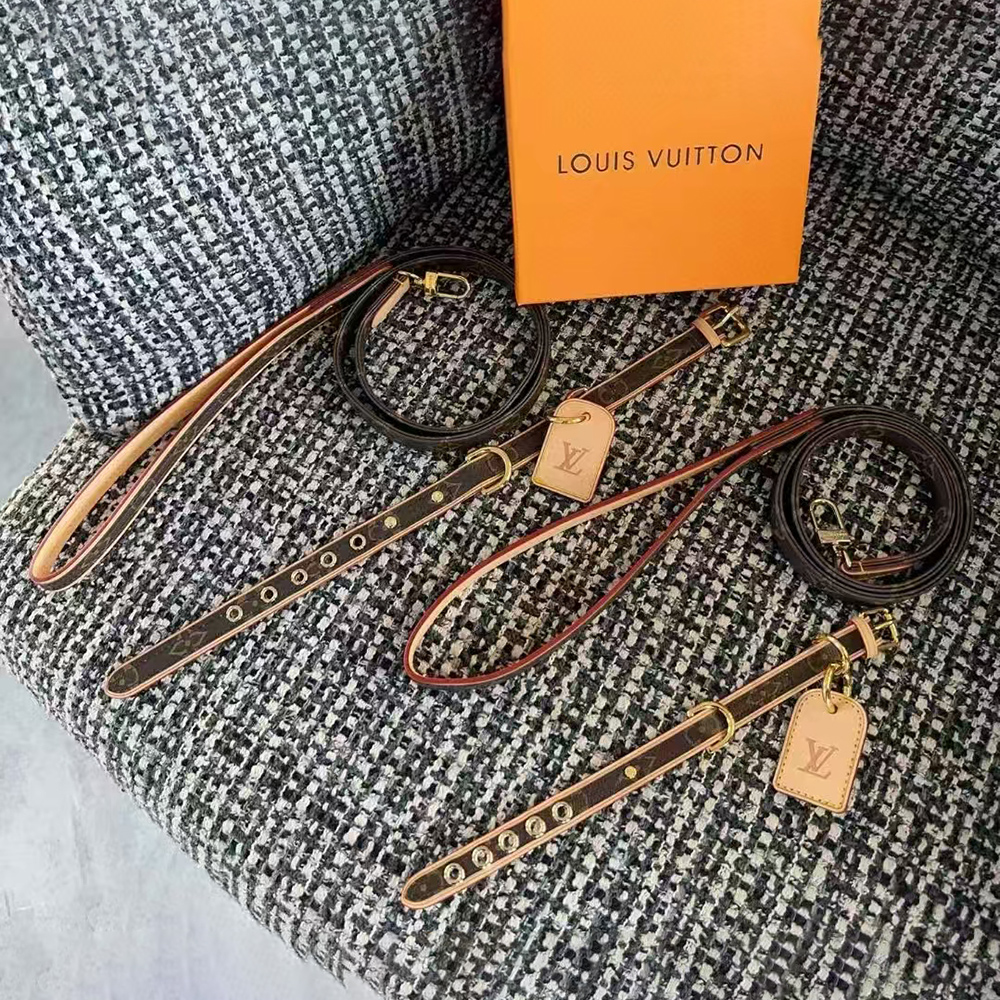 Louis Vuitton Dog Collar + Dog leash