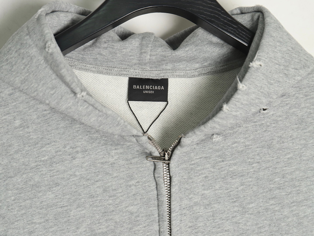 Balenciaga globe pattern printed distressed zipper jacket
