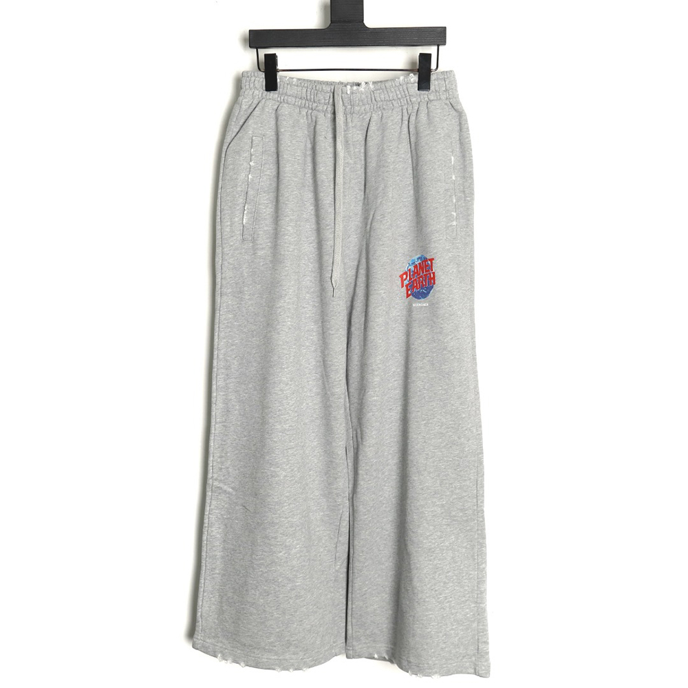 Balenciaga Earth pattern print distressed trousers