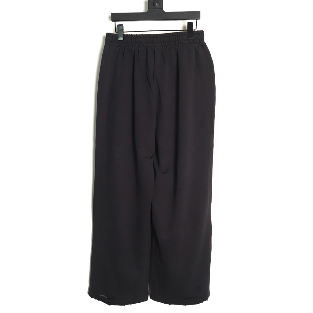Balenciaga Earth pattern print distressed trousers TSK1