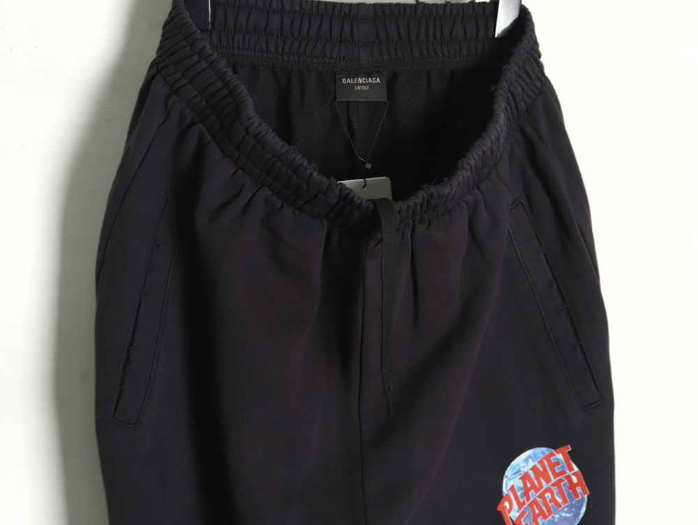 Balenciaga Earth pattern print distressed trousers TSK1