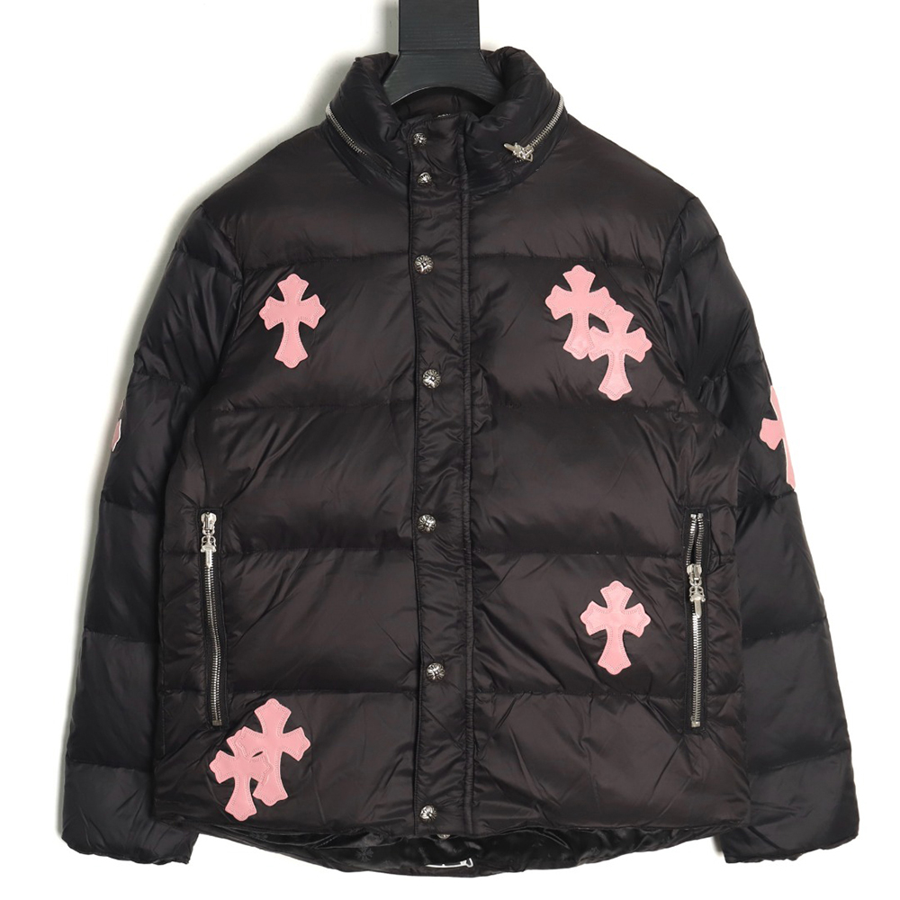 Chrome Hearts cross leather label embroidery remake silver down jacket
