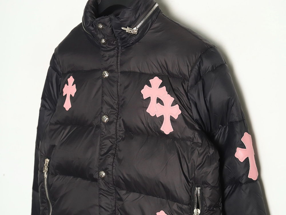 Chrome Hearts cross leather label embroidery remake silver down jacket